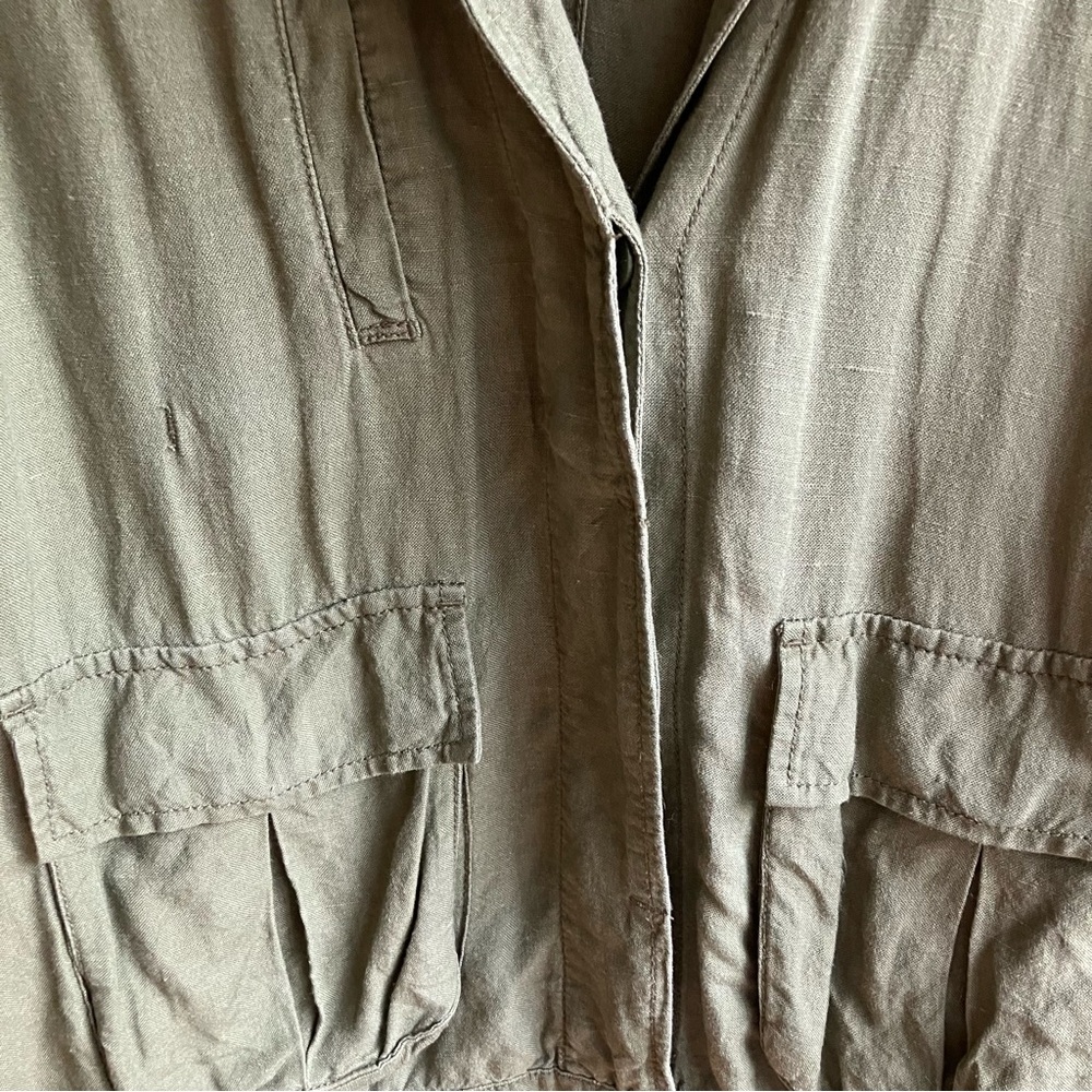 Madewell League Utility Jacket Size M Linen Olive Green Garden Girl Cargo Spring - Picture 6 of 9